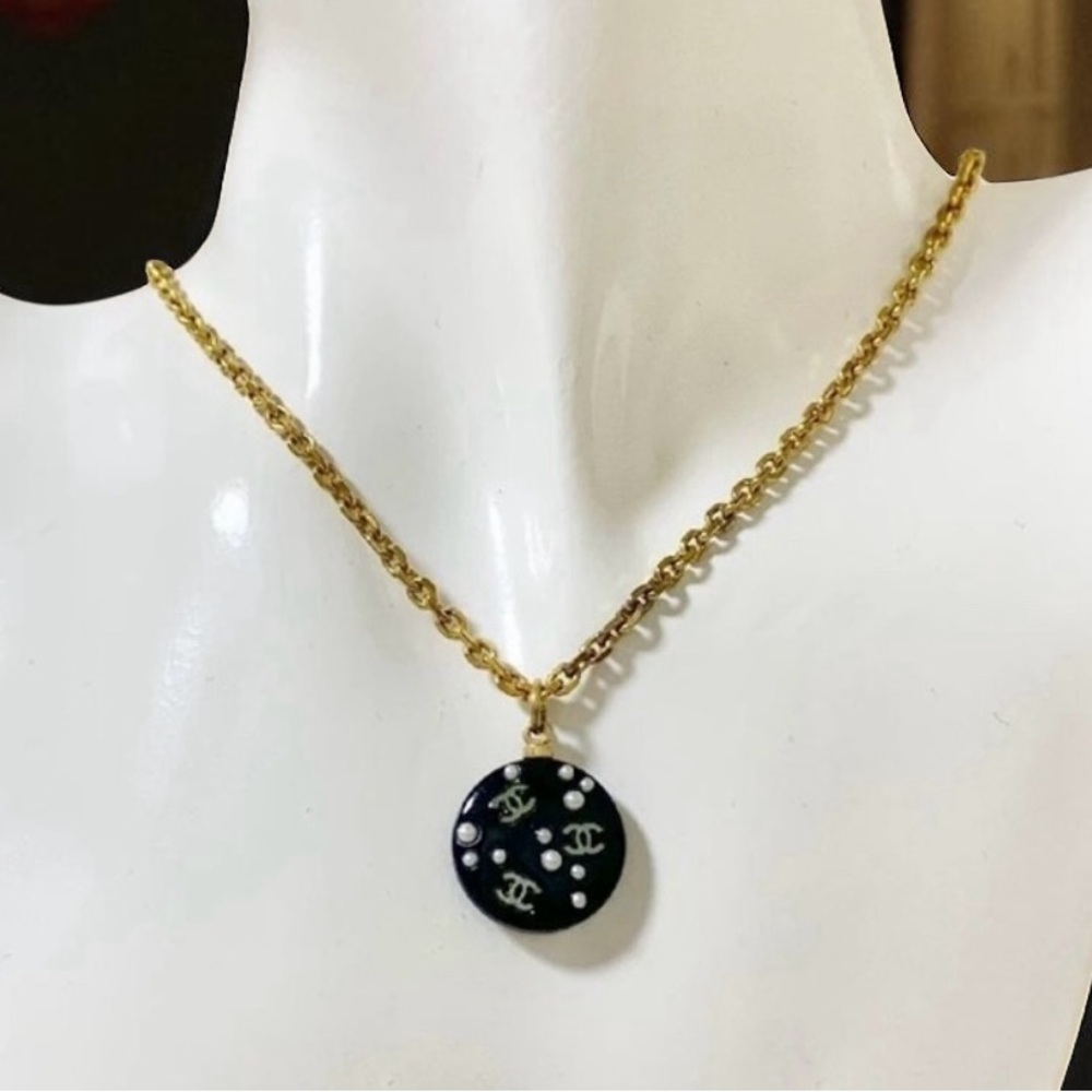 Chanel Necklace Black Resin